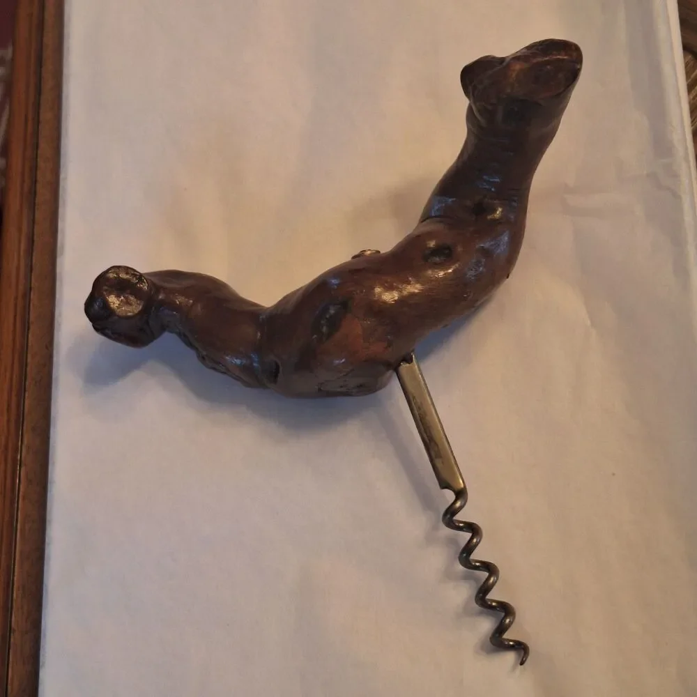 Vintage Grapevine Knotty Wood Corkscrew France Burlwood
